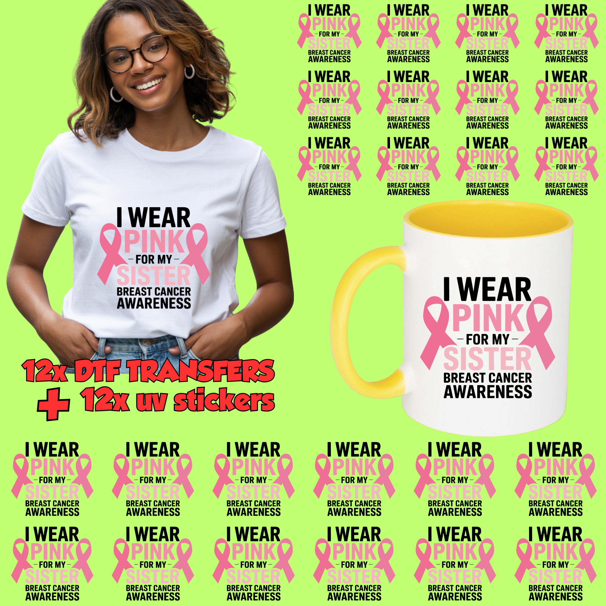 14 Adult Shirt Transfers - Breast Cancer Bundle 1