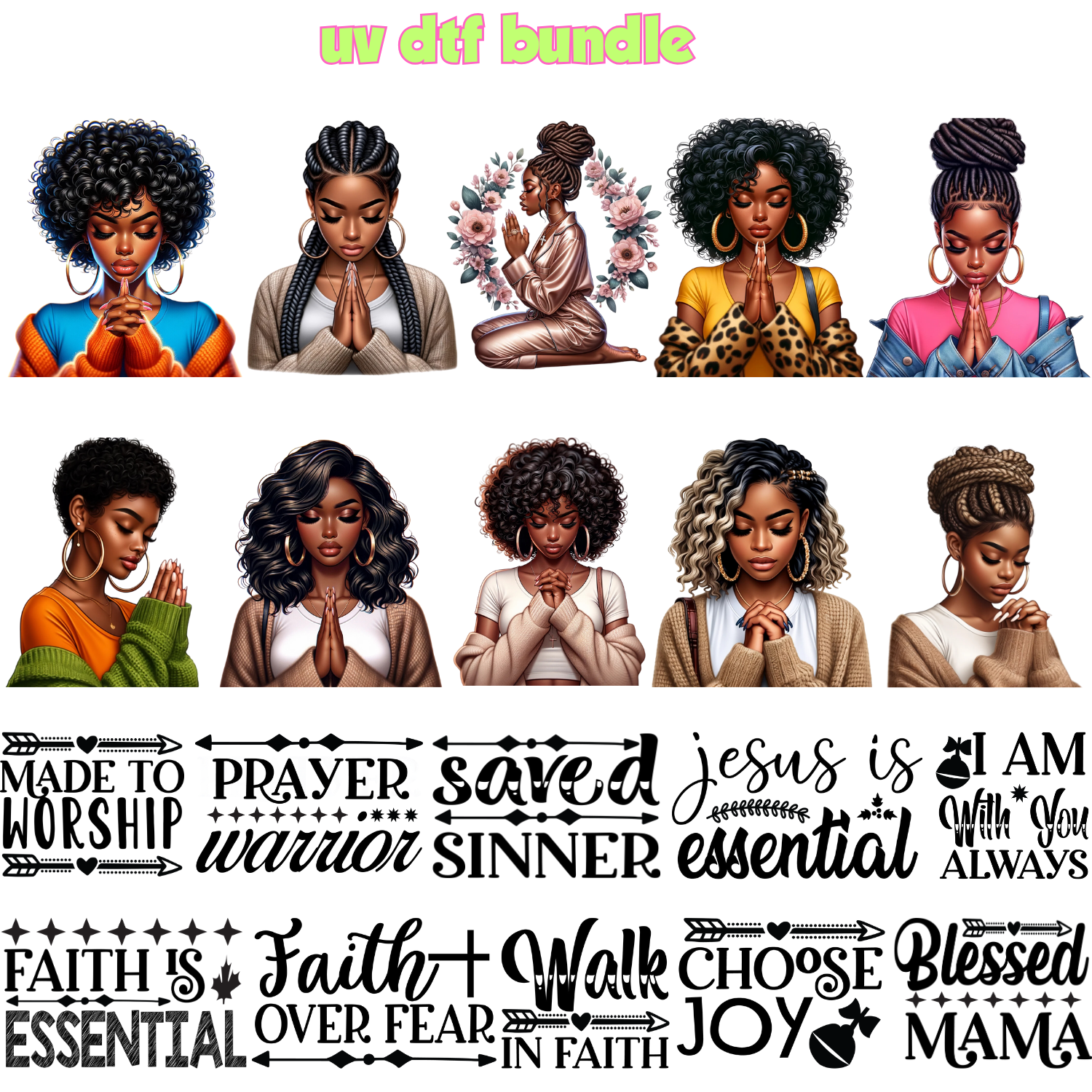 UV DTF DECALS - Worship Bundle 3