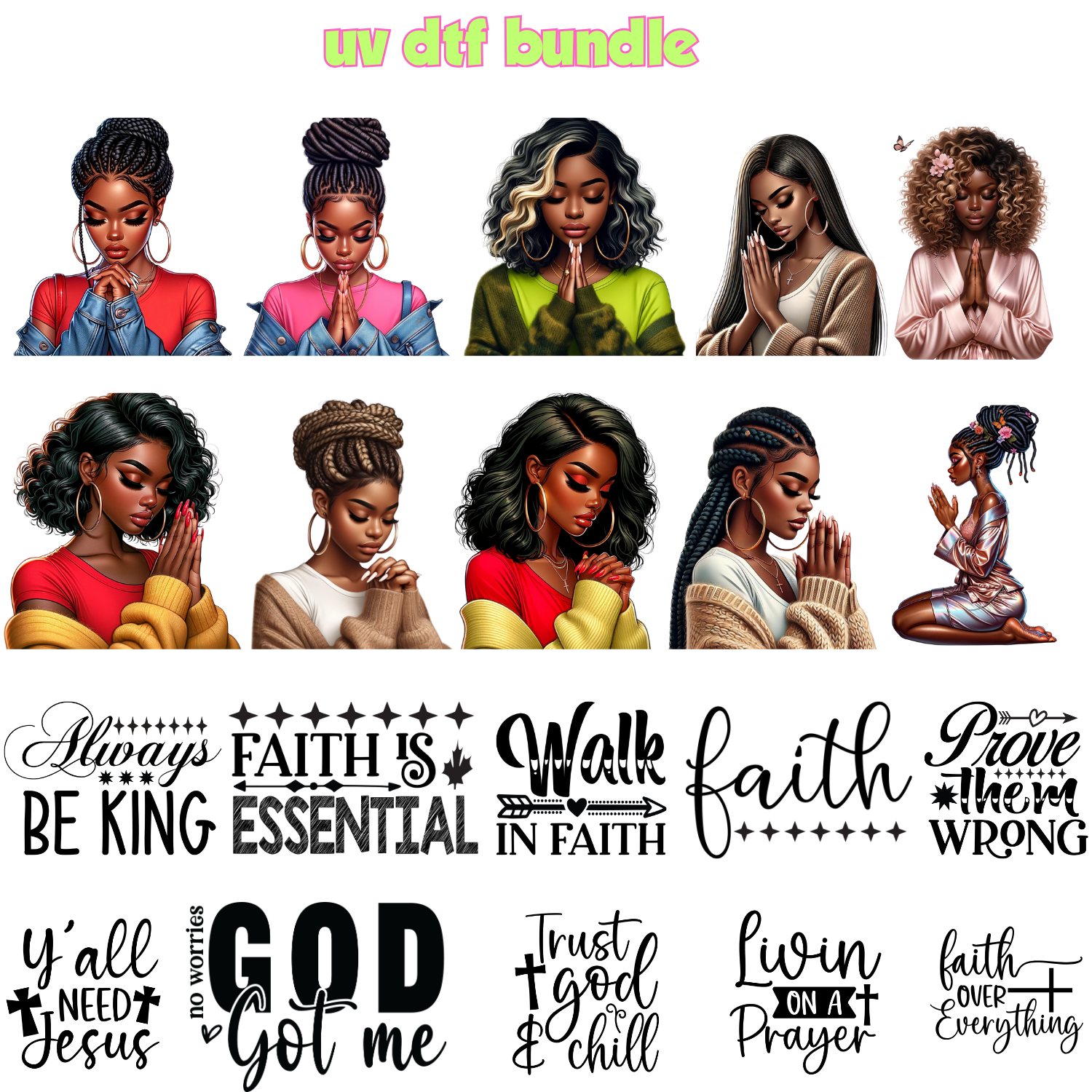 UV DTF DECALS - Worship Bundle 4