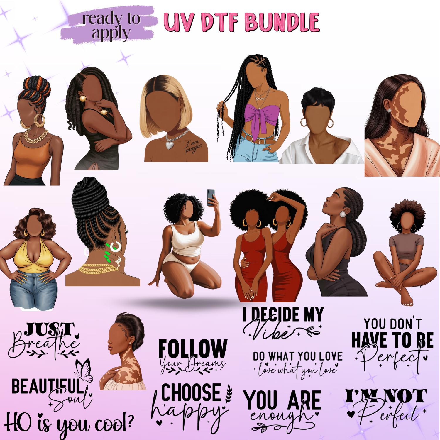 UV DTF Sticker Bundle -23 Faceless art Waterproof Glossy Peel & Stick stickers For Journals Tumblers Laptops DIY Gifts