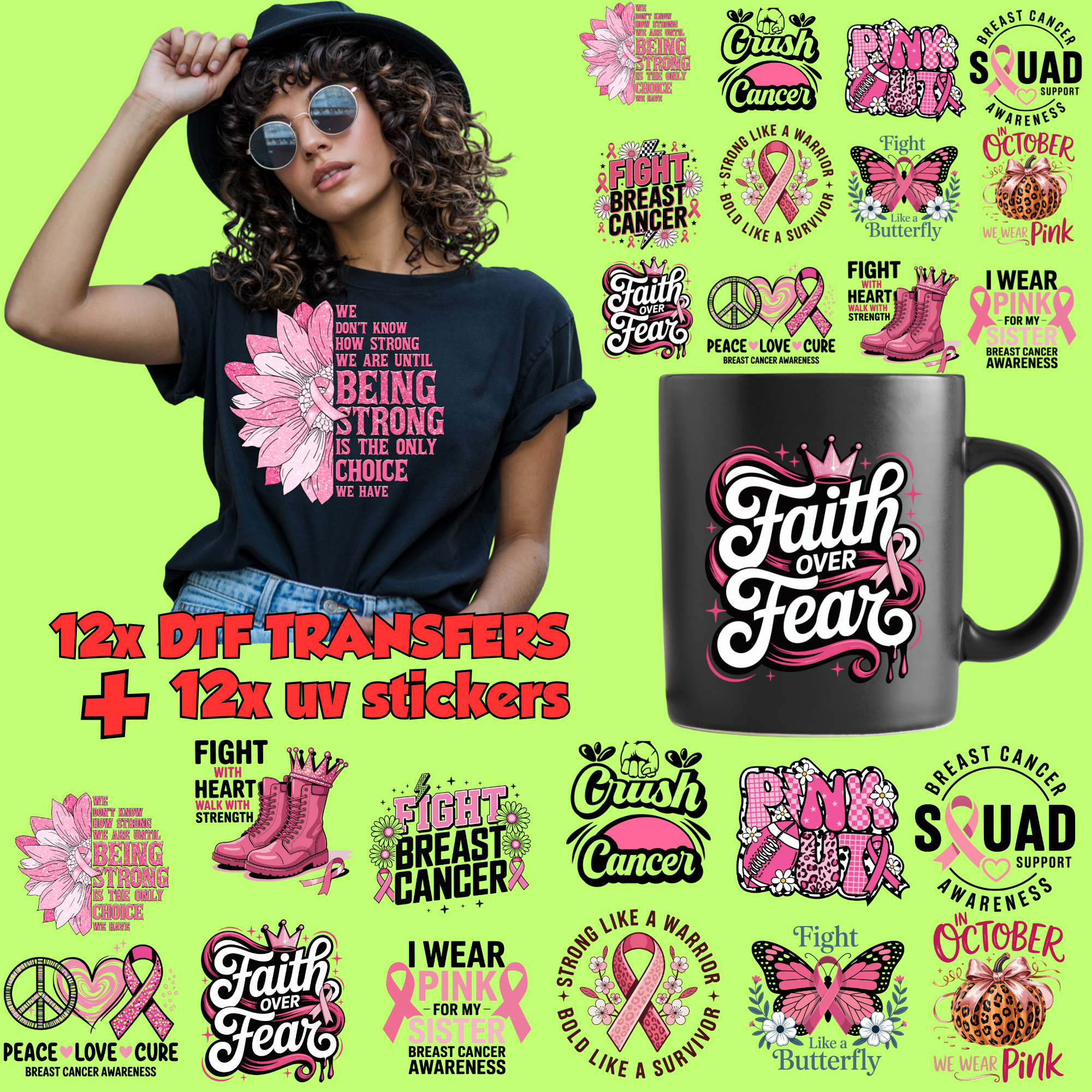 14 Adult Shirt Transfers - Breast Cancer Bundle 1