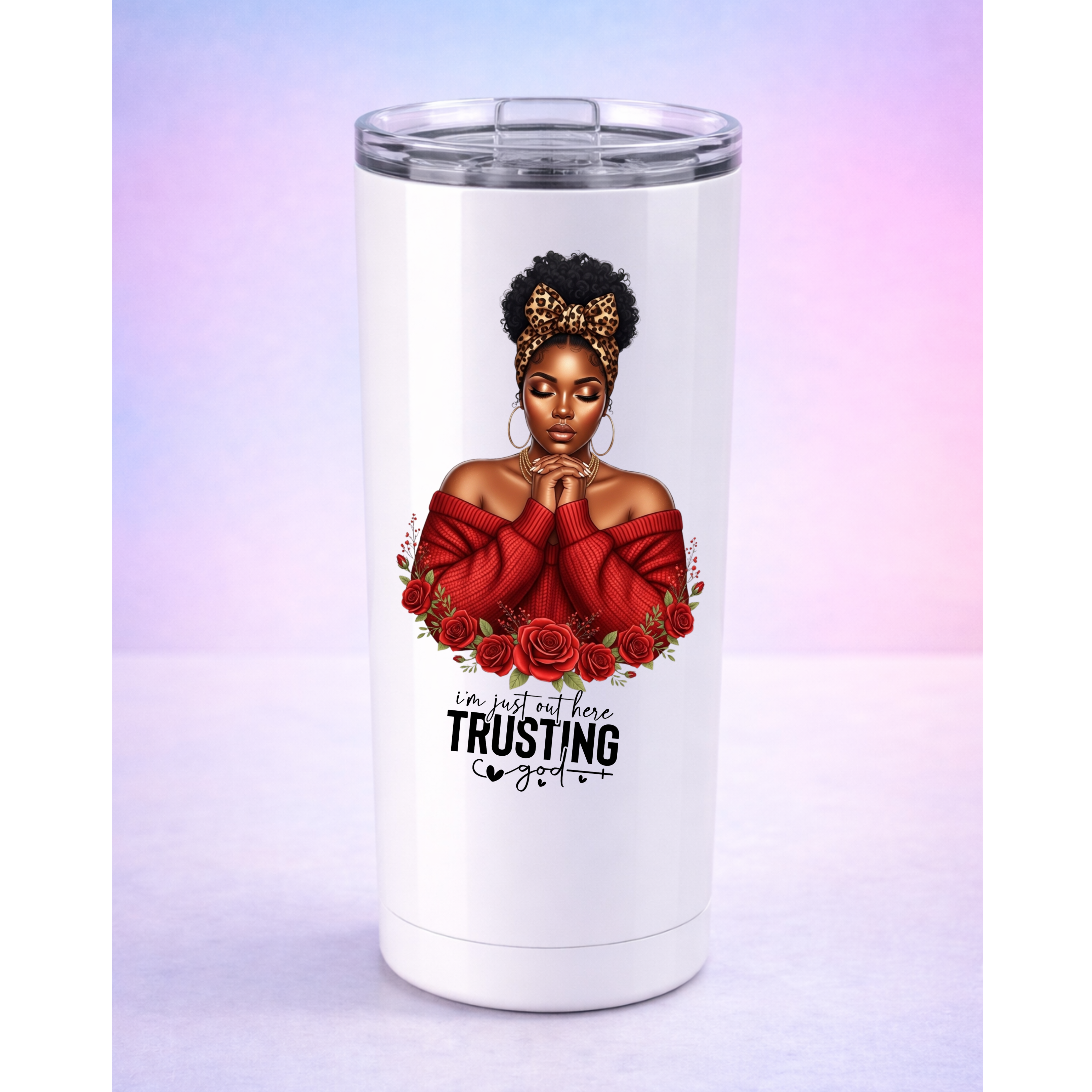 Trusting God UV DTF Sticker | Black Woman Faith Decal | Waterproof Peel & Stick for Tumblers, Cups & Journals