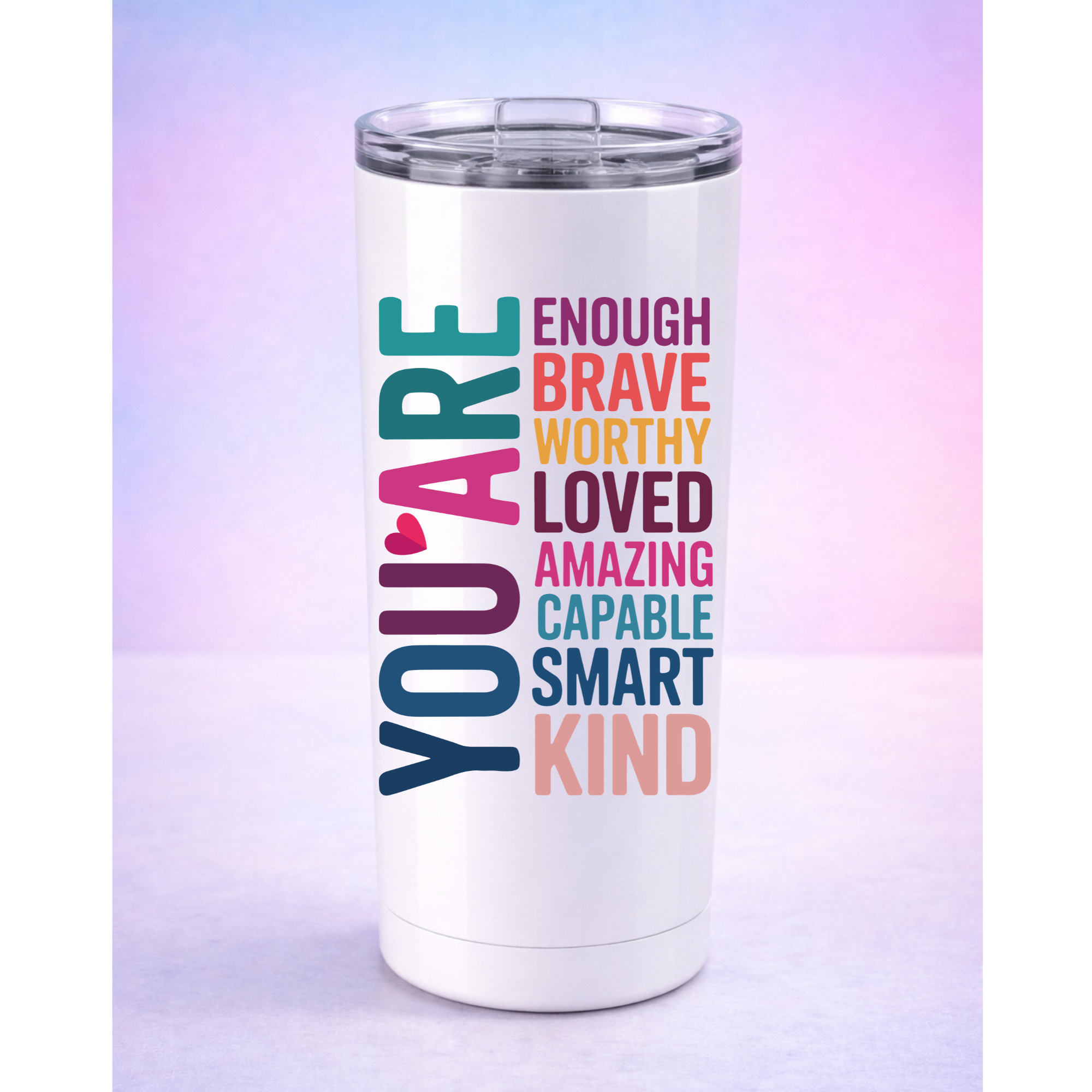 You Are Enough UV DTF Sticker | Peel & Stick Waterproof Affirmation Decal | Self Love Quote for Tumblers, Cups & Journals