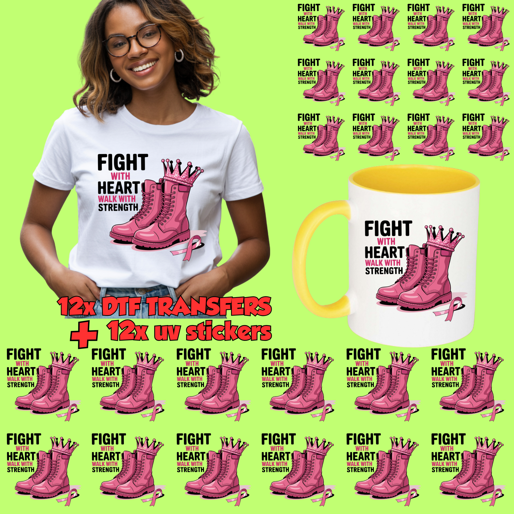 14 Adult Shirt Transfers - Breast Cancer Bundle 1