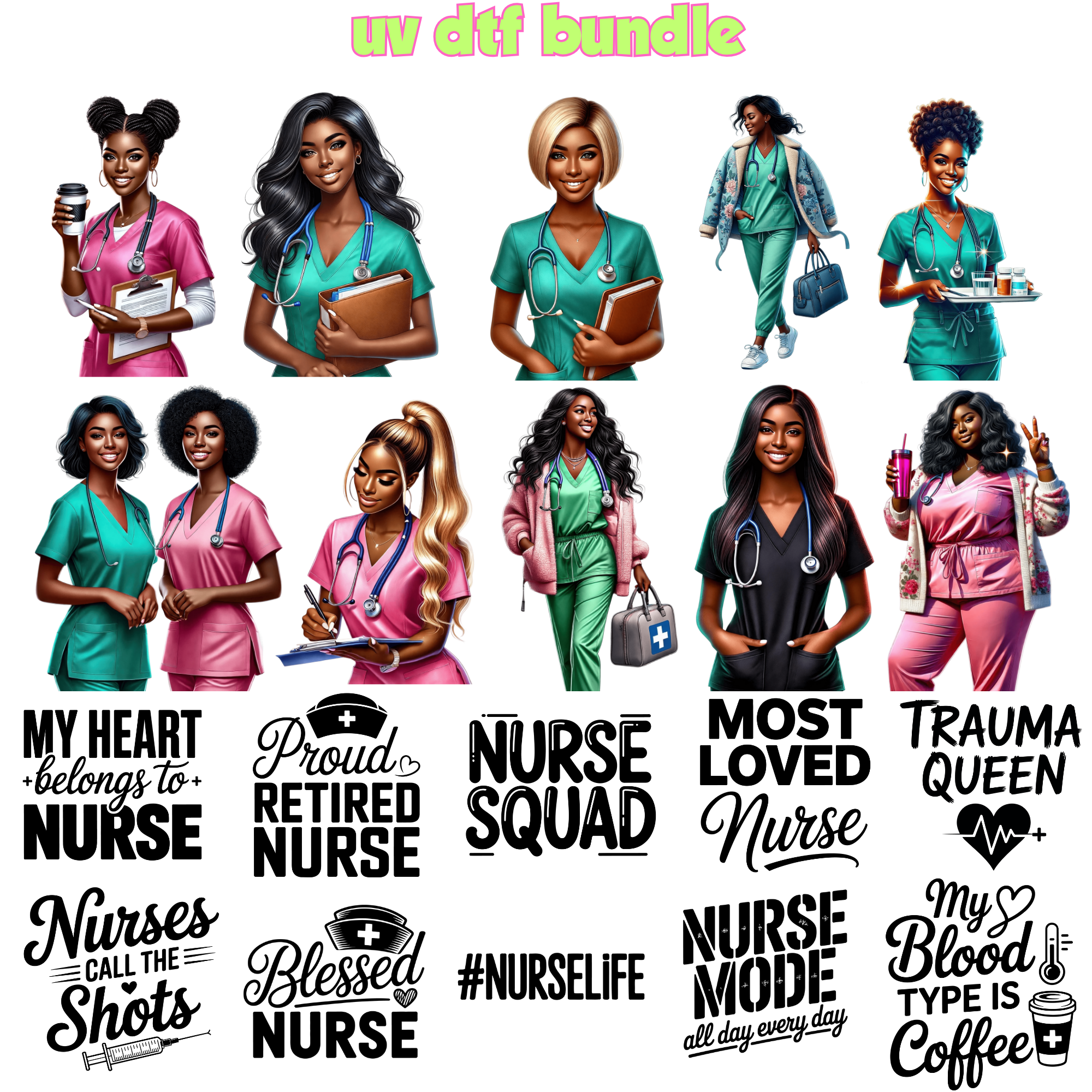 UV DTF DECALS - Nurse Bundle 2