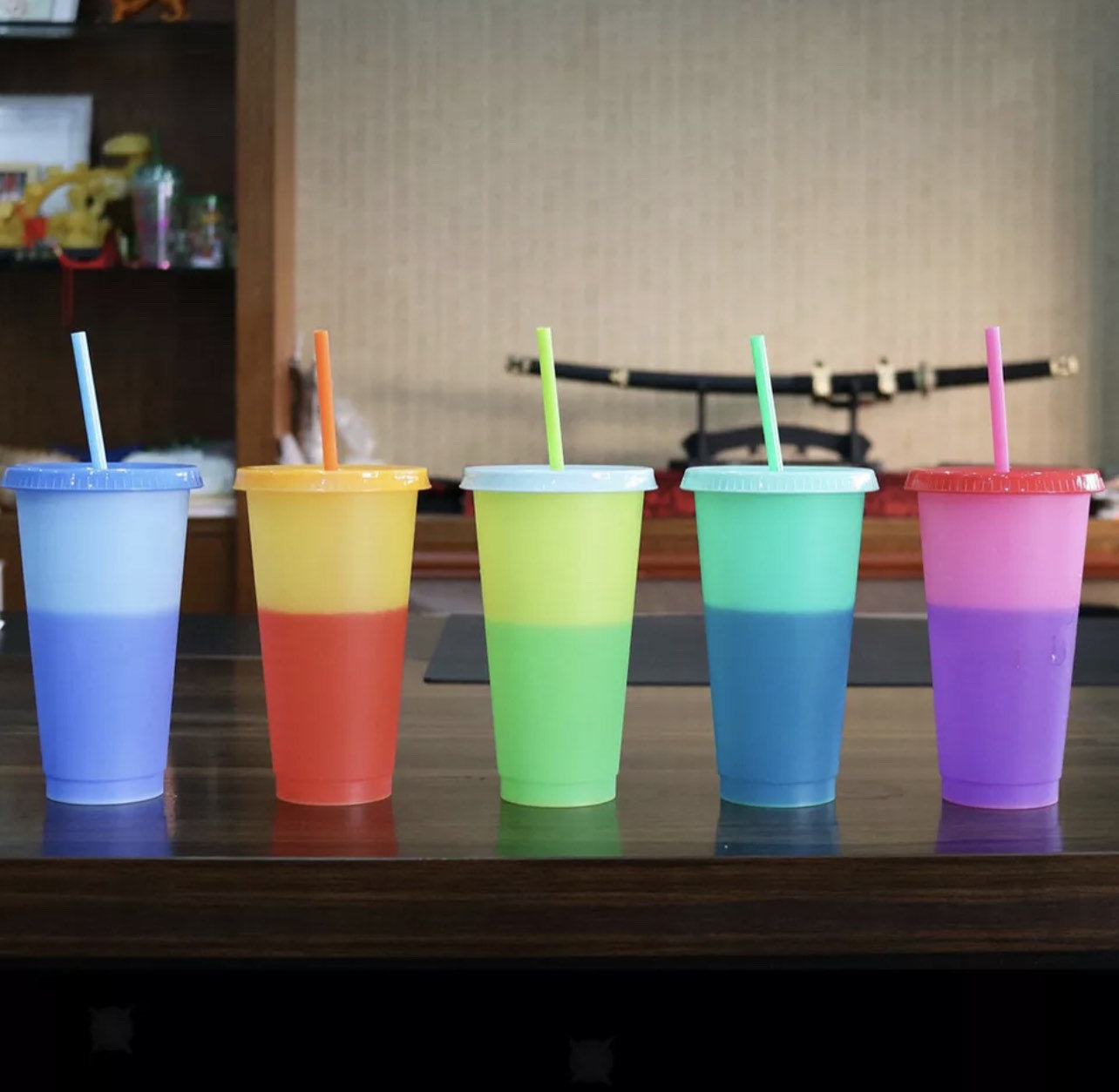 Color Changing Cups(5set)/Color changing cups/ Vinyl Cups/Blank Cups/Summer Cups/Large Cups/Reusable Plastic Cups/Beach Cup/Bulk/Kid Cup - SassyDame Designs,LLC