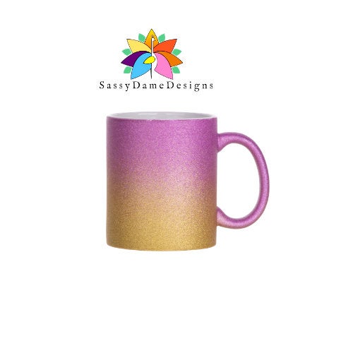 Two Tone Sublimation Glitter Mug/Sublimation mugs/ 11oz mugs/ sublimation cups/Glitter Sublimation Blank Cups/Glitter Mug/ - SassyDame Designs,LLC