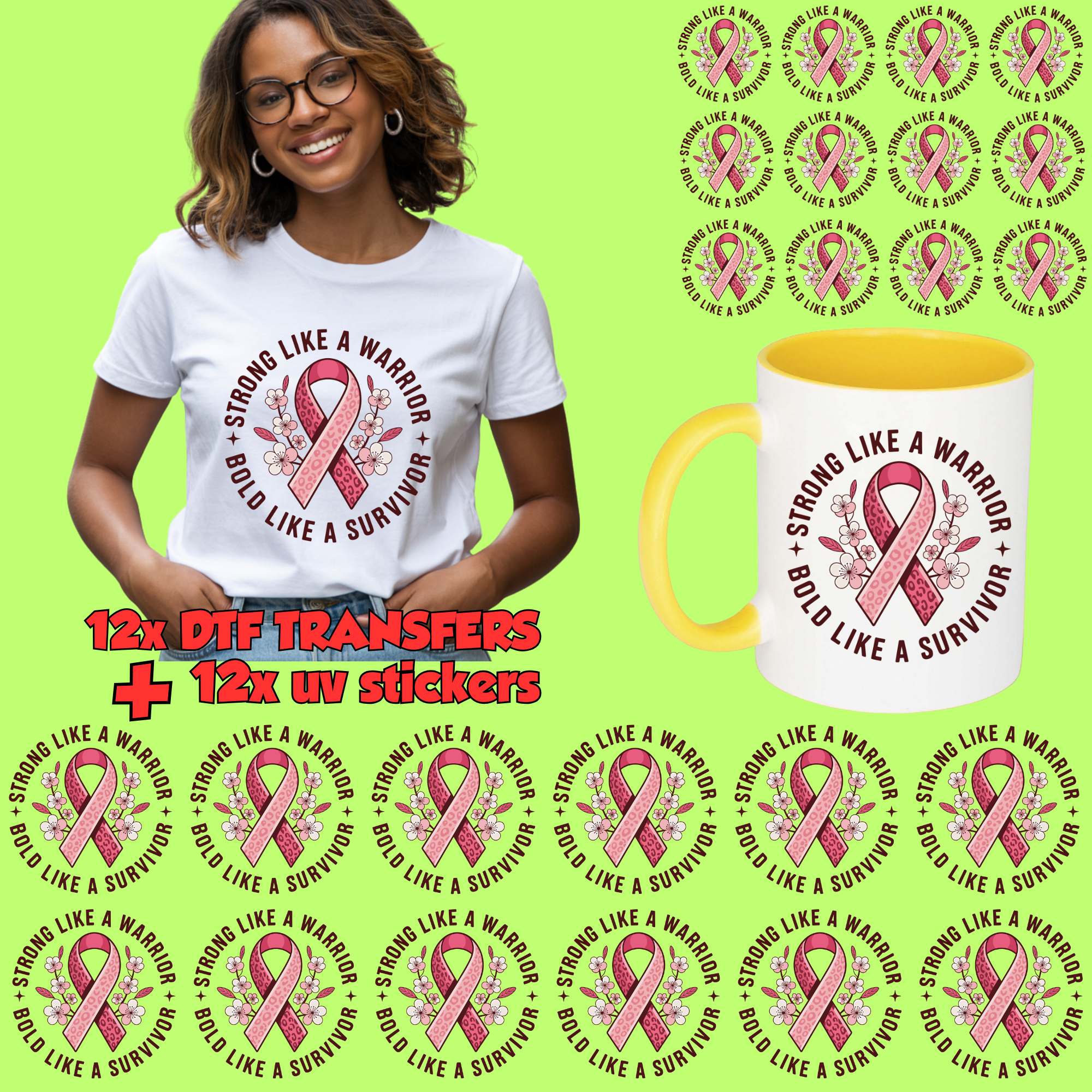 14 Adult Shirt Transfers - Breast Cancer Bundle 1