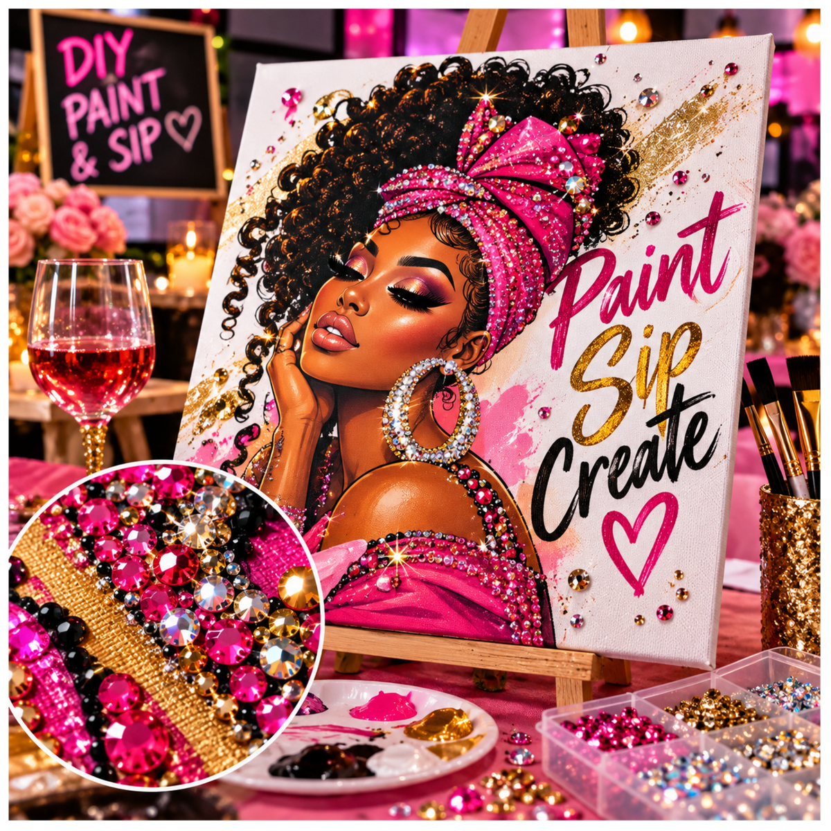 DIY Canvas Bling & Sip