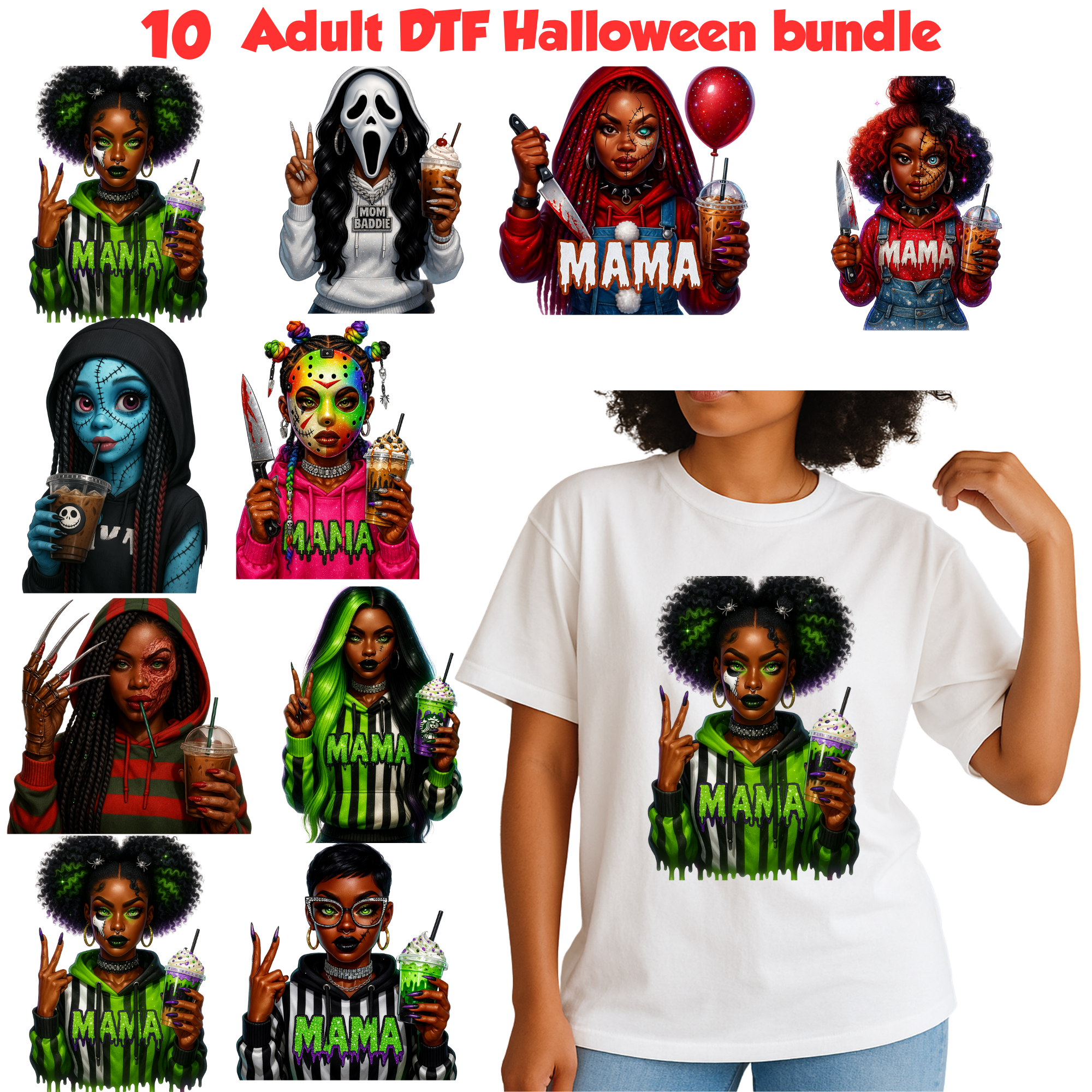 10 Adult Shirt Transfers - Halloween Bundle