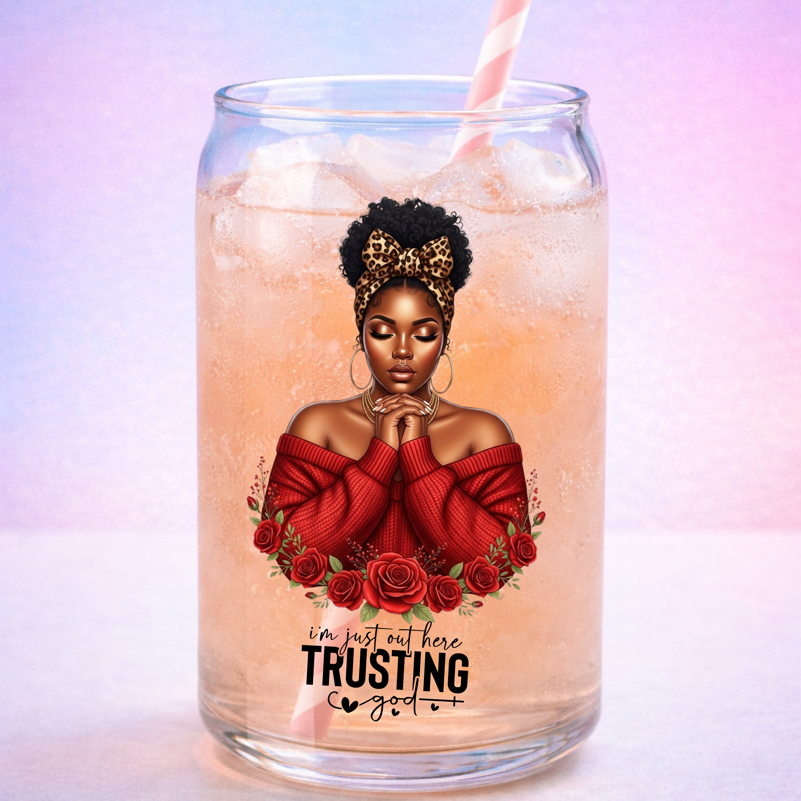 Trusting God UV DTF Sticker | Black Woman Faith Decal | Waterproof Peel & Stick for Tumblers, Cups & Journals