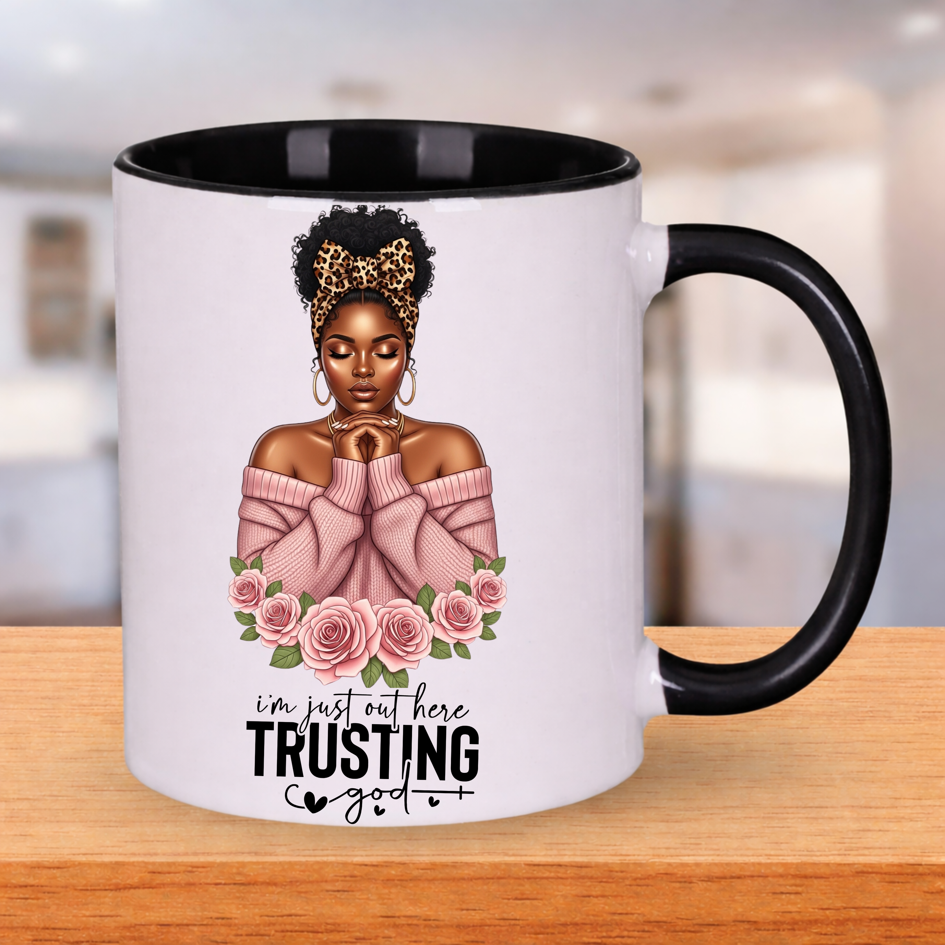 Trusting God UV DTF Sticker pink | Black Woman Faith Decal | Waterproof Peel & Stick for Tumblers, Cups & Journals