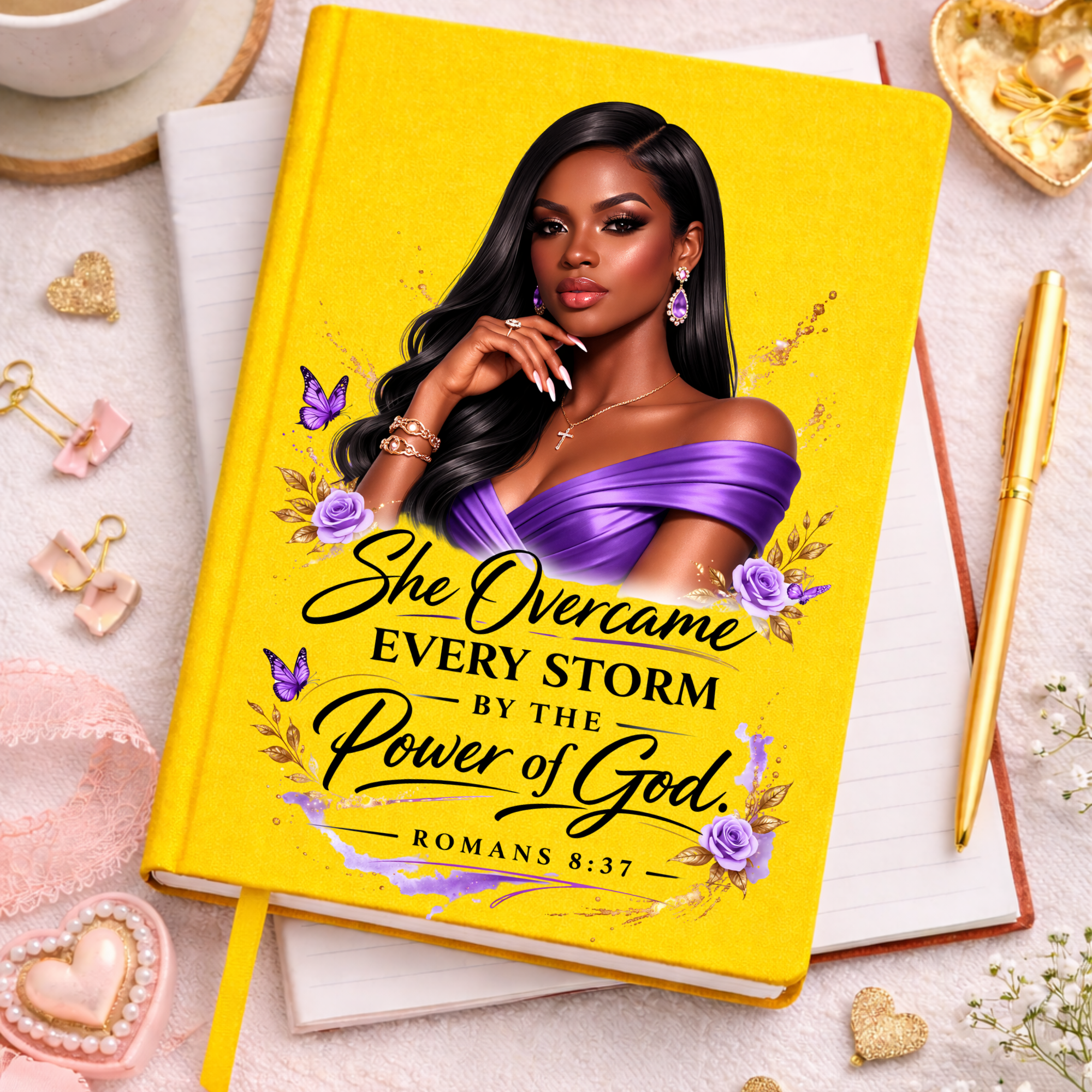 She overcame every Storm purple | Religious UV DTF Peel & Stick Sticker