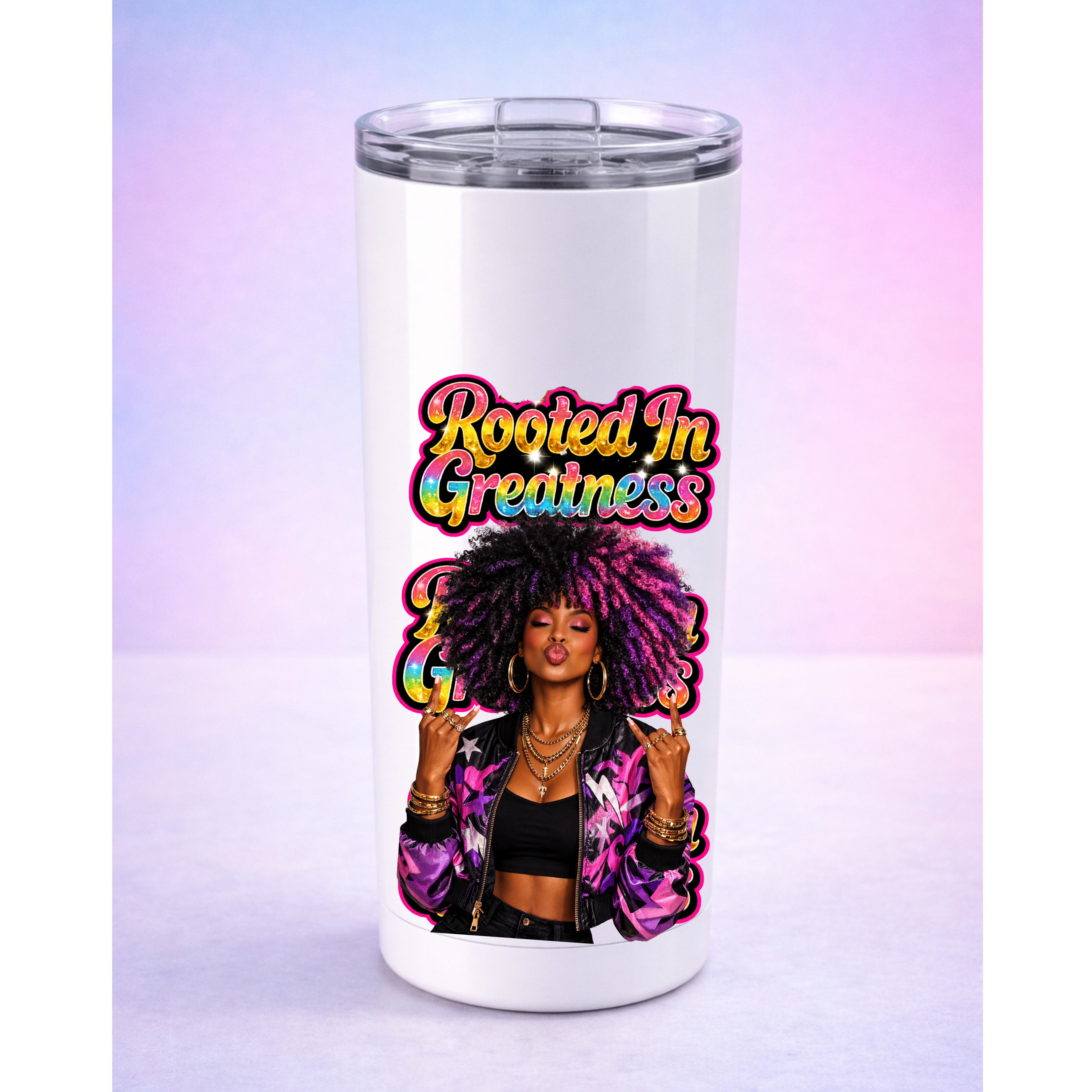 Rooted in Greatness UV DTF Sticker | Black Girl Empowerment Peel & Stick Decal | Waterproof Tumbler, Cup & Journal Sticker