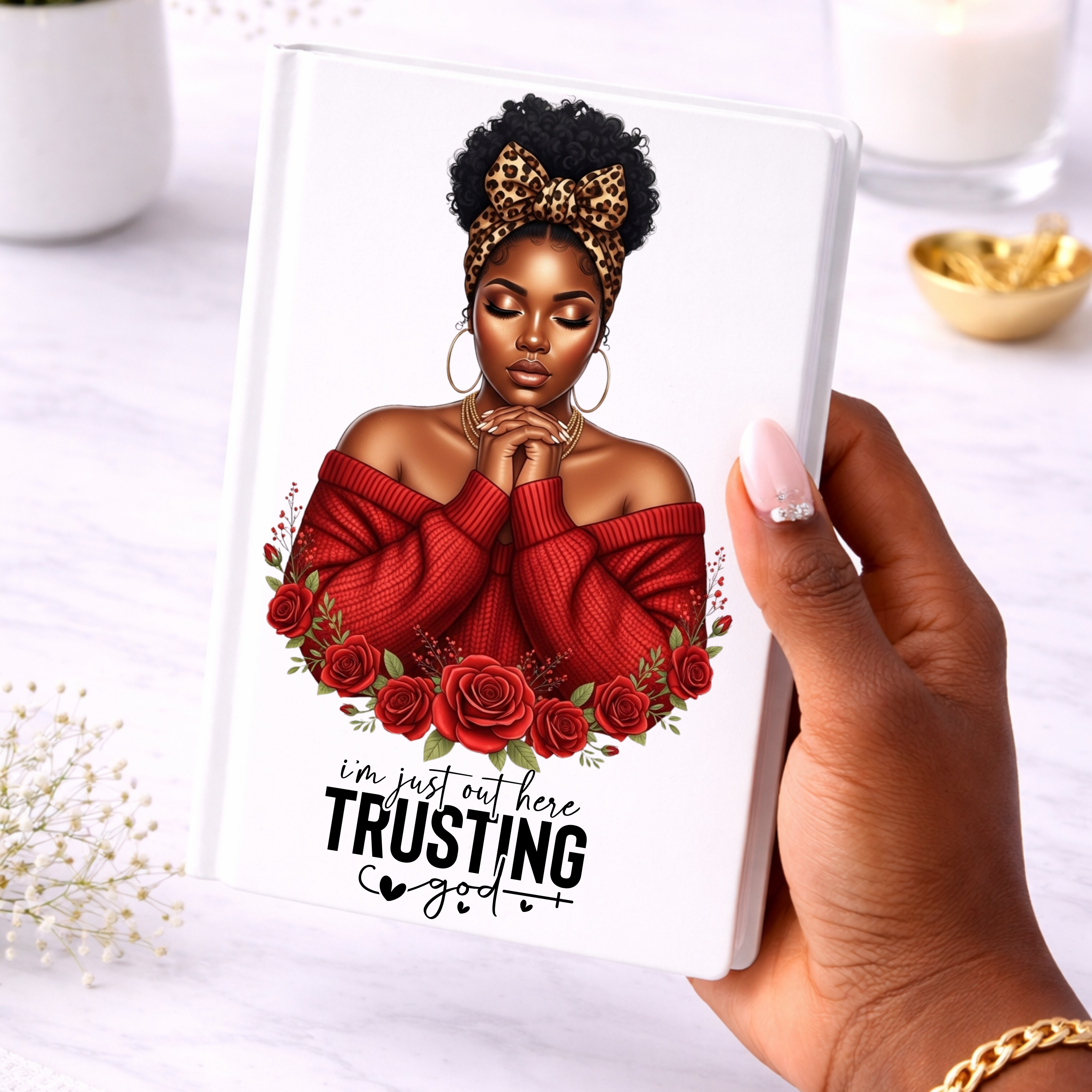 Trusting God UV DTF Sticker | Black Woman Faith Decal | Waterproof Peel & Stick for Tumblers, Cups & Journals