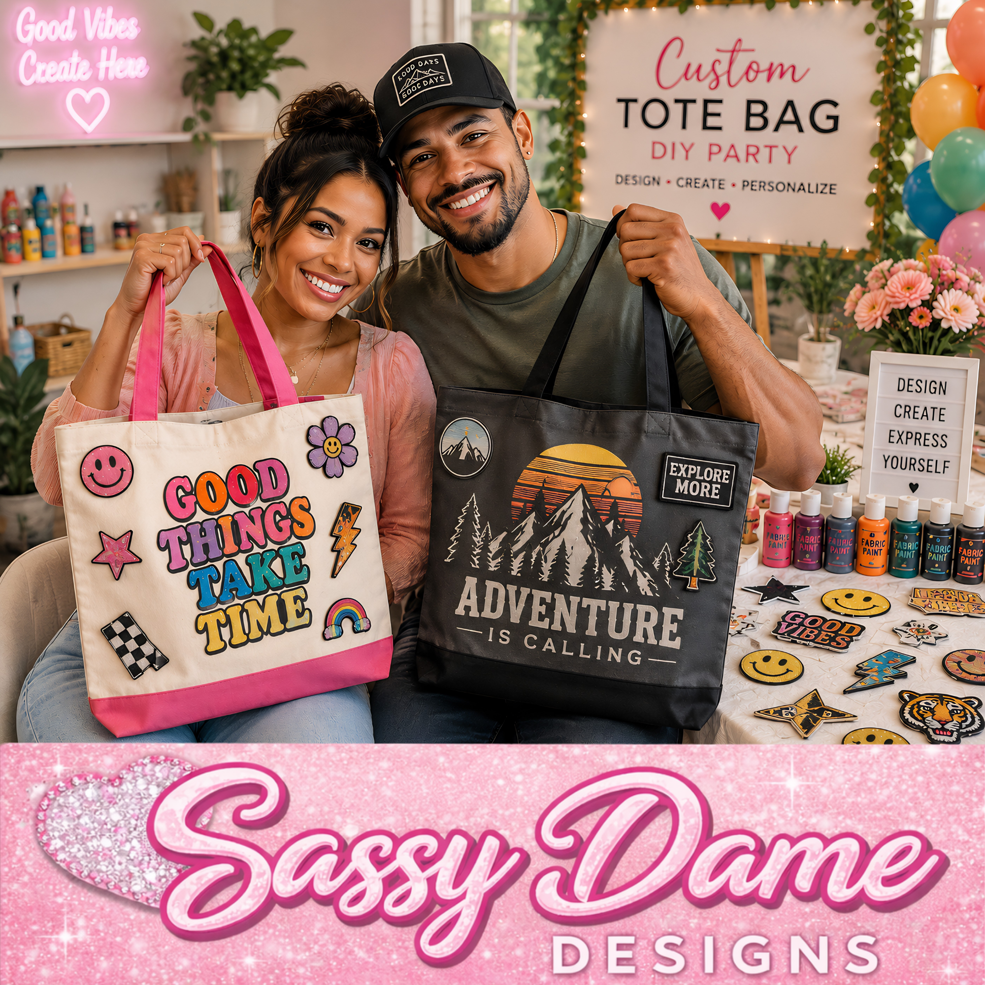 Custom Tote Bag DIY Party minimum 10 guests  – $65 per person