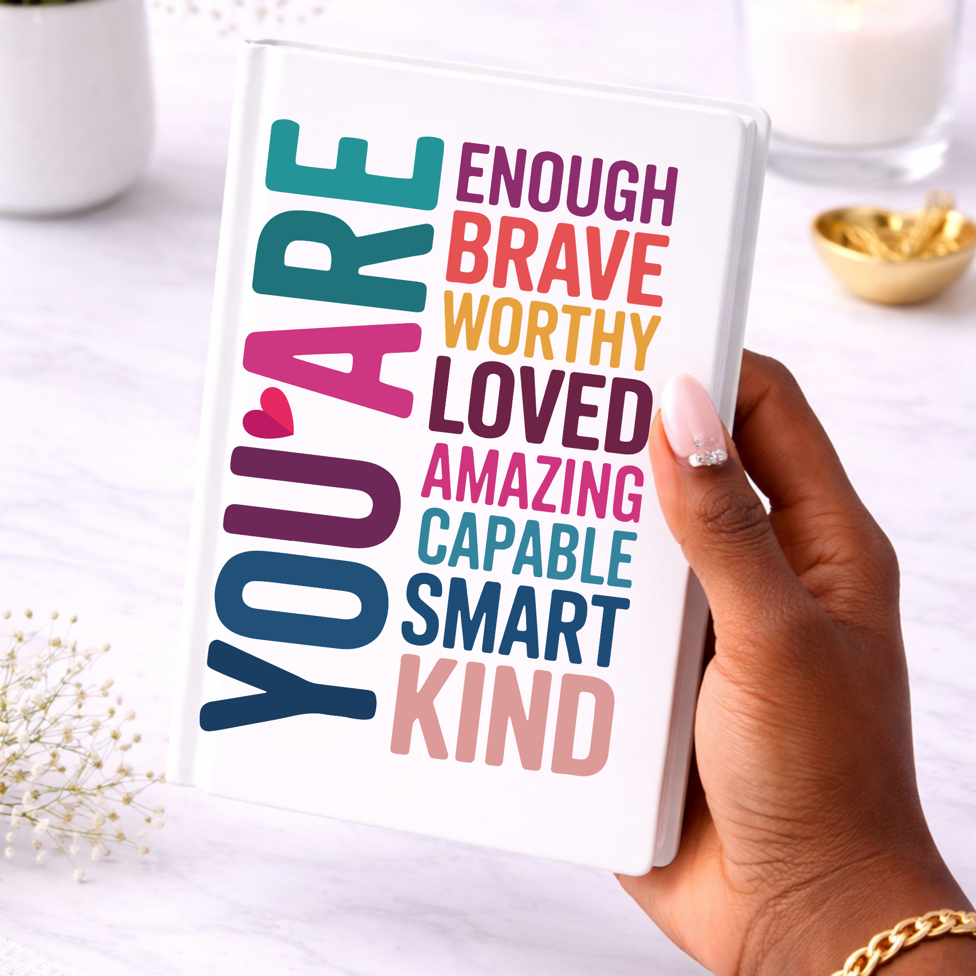 You Are Enough UV DTF Sticker | Peel & Stick Waterproof Affirmation Decal | Self Love Quote for Tumblers, Cups & Journals