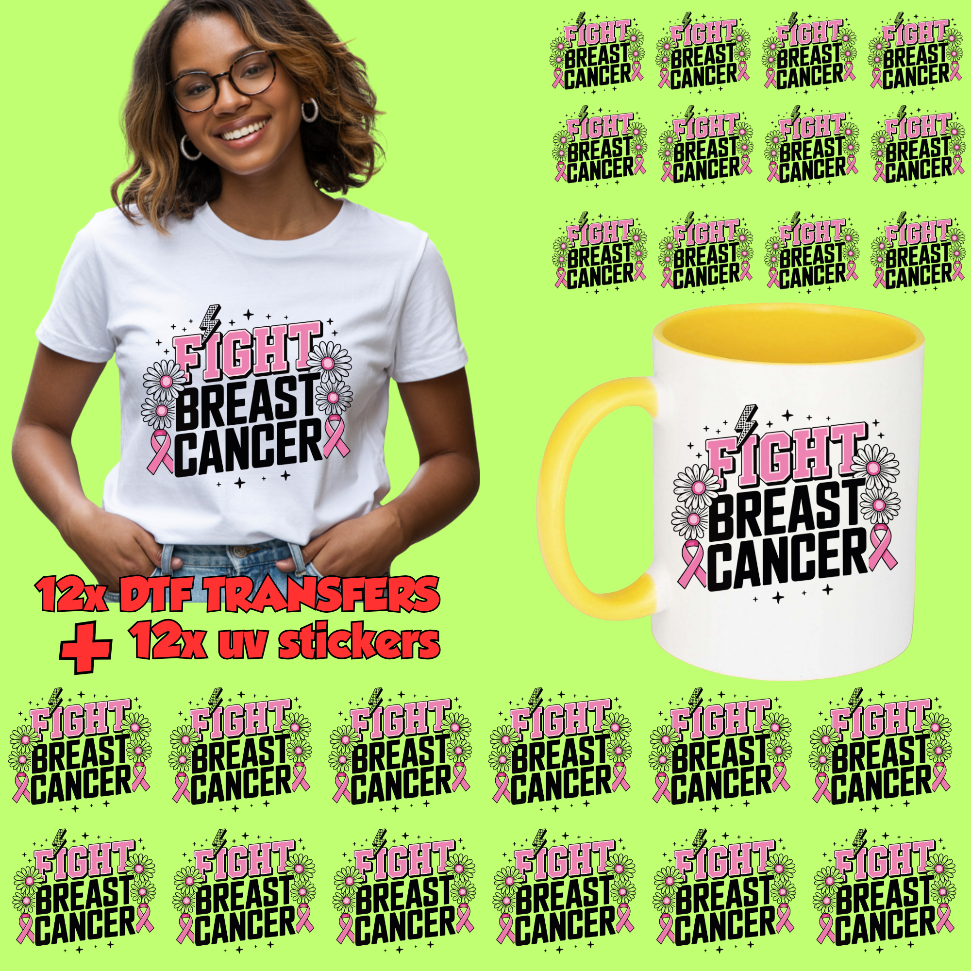 14 Adult Shirt Transfers - Breast Cancer Bundle 1