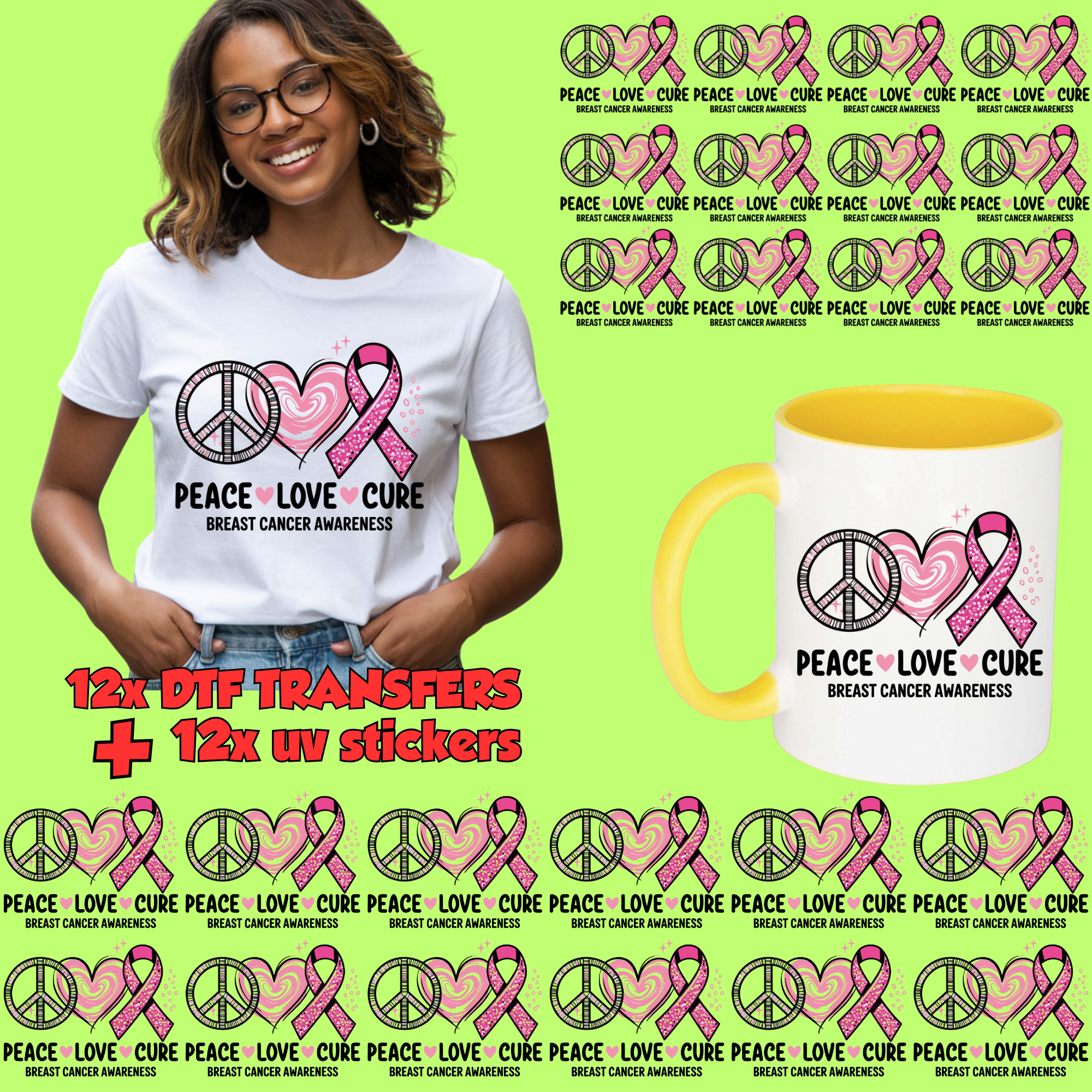 14 Adult Shirt Transfers - Breast Cancer Bundle 1