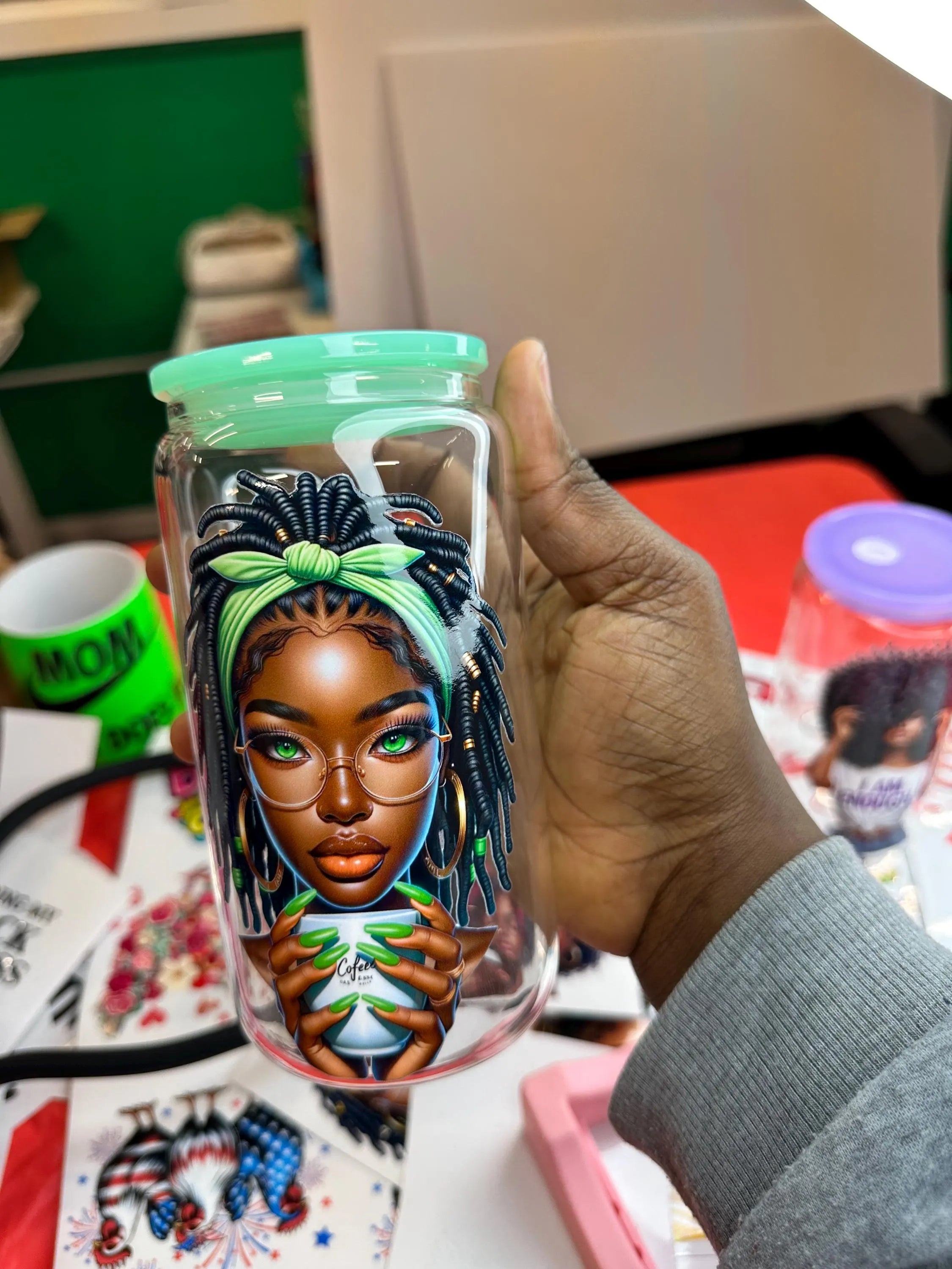 Locs Girl Decals UV DTF Sticker -  UV DTF stickers, High-Quality Print,locs stickers