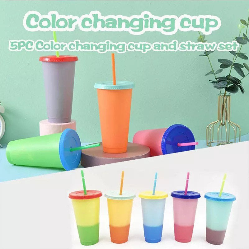 Color Changing Cups(5set)/Color changing cups/ Vinyl Cups/Blank Cups/Summer Cups/Large Cups/Reusable Plastic Cups/Beach Cup/Bulk/Kid Cup - SassyDame Designs,LLC